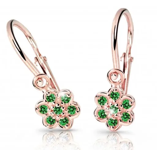 Cutie Jewellery Dětské náušnice z růžového zlata C2746-10-X-4 zelená