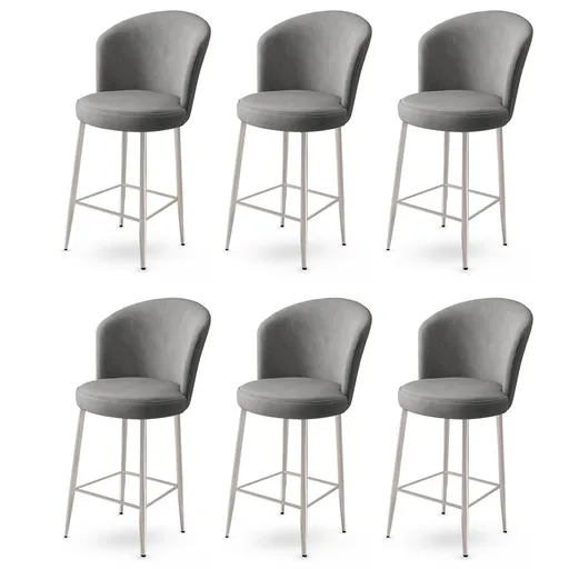 Bar Stool Set (6 Pieces) Alte - Grey, Chrome