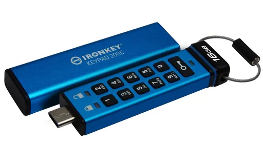 Kingston Ironkey Keypad 200C/16GB/USB 3.0/USB-C/Modrá