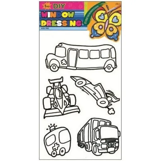 Předlohy na malování na sklo s vyvýšenou konturou  dopravní prostředky 30x21cm autobus