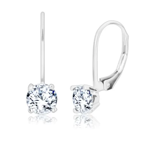 Stříbrné náušnice 925 - blýskavý zirkon v transparentním odstínu, dámský patent
