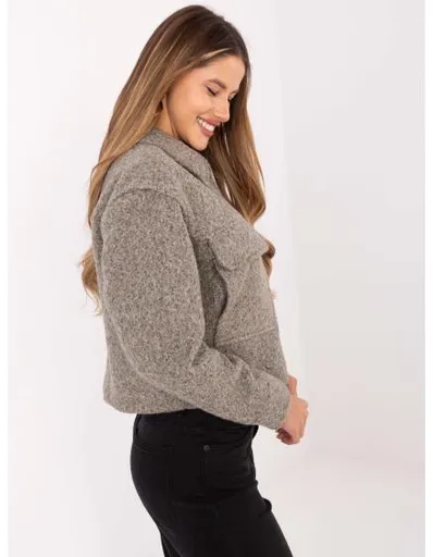 Šedá bouclé bunda s límcem SUBLEVEL