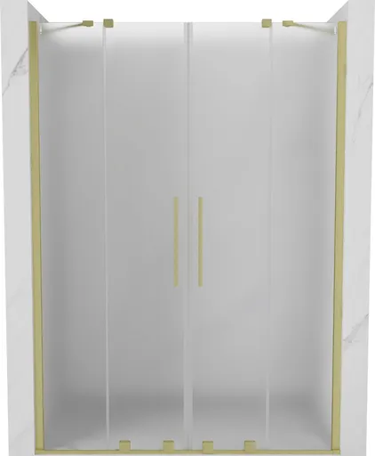 MEXEN/S Velar Duo posuvné sprchové dveře 160, dekor, zlatá kartáčovaná 871-160-000-32-55