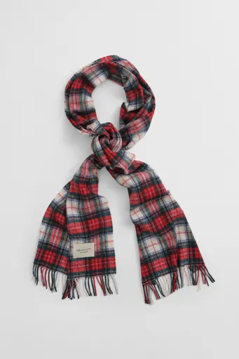 ŠÁLA GANT CASHMERE BLEND TARTAN SCARF RUBY RED