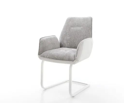 Jídelní židle Zoa-Flex mix materiálů pravá kůže bílo stříbrno