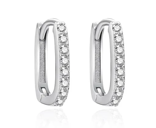 Agato Stříbrné oválné náušnice se zirkony AGT-E144KW