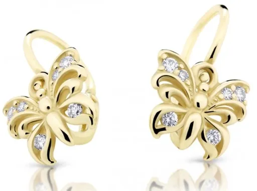 Cutie Diamonds Dětské náušnice ze žlutého zlata Motýlci s brilianty DC2226-10-00-X-1