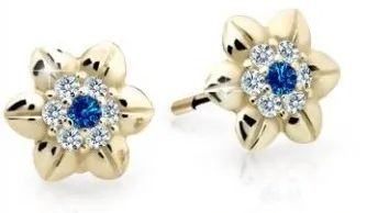 Cutie Jewellery Krásné dětské náušnice ze žlutého zlata C2202-30-X-1 modrá