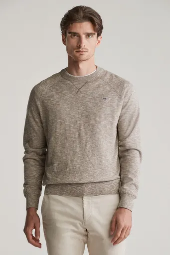 SVETR GANT COTTON SLUB C-NECK DESERT BROWN