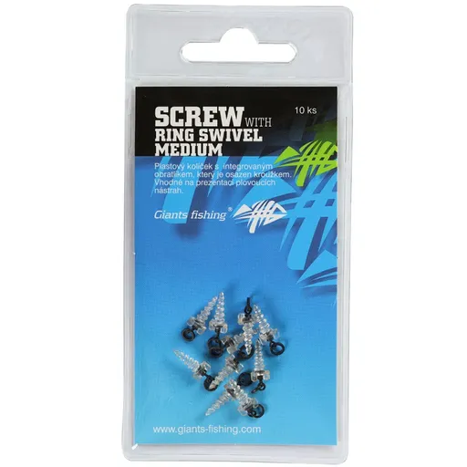 Giants fishing  kolíček s obratlíkem a kroužkem screw with ring swivel medium 10 ks