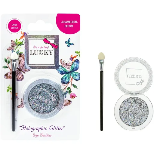 LUKKY stříbrné oční stíny s holografickými třpytkami a štětcem