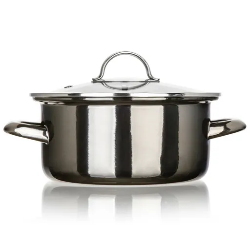 Banquet Hrnec smaltovaný METALLIC Black 20 cm, 2 l, s poklicí, 20 cm