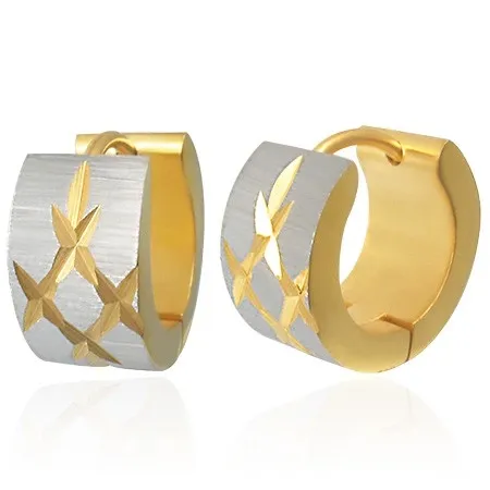 Náušnice z oceli 316L s vyřezaným kosočtvercem, dvoubarevné provedení