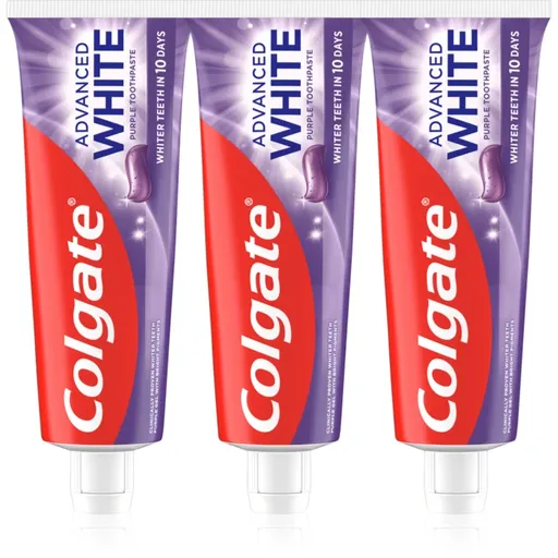 Colgate Advanced White Purple White bělicí zubní pasta 3x75 ks