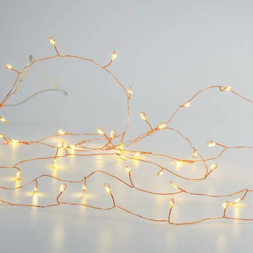 ACA Lighting 50 LED dekorační řetěz, WW, měďený kabel na baterie  3XAA IP20 2.5m+30cm, 3W X01501217