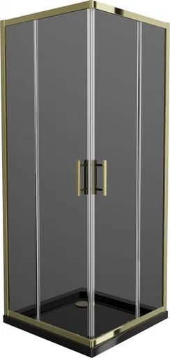 MEXEN/S Rio sprchový kout čtverec 80x80, grafit, zlatá + černá vanička se sifonem 860-080-080-50-40-4070G