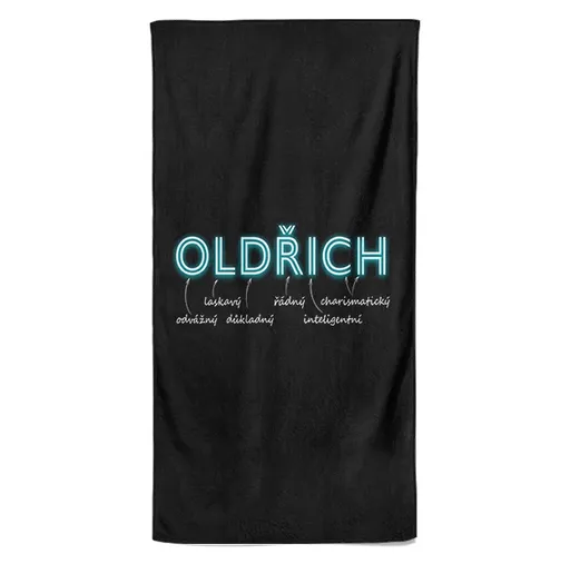 Osuška Mužská jména – NEON (Jméno: Oldřich, Velikost osušky: 100x170cm)