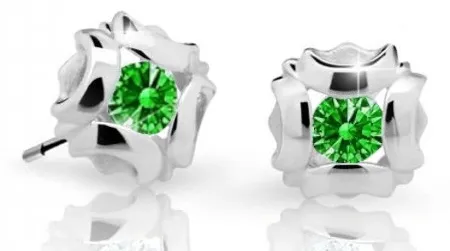 Cutie Jewellery Slušivé dětské náušnice z bílého zlata C2216-30-X-2 zelená
