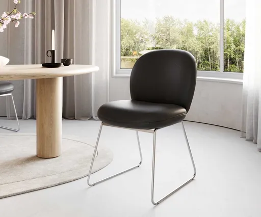 Jídelní židle Nube-Flex tenká podnož nerezová ocel pravá kůže