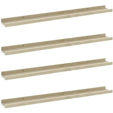 Shumee Nástěnné 4 ks bílé a dub sonoma 80×9×3 cm , 326696 (326696)