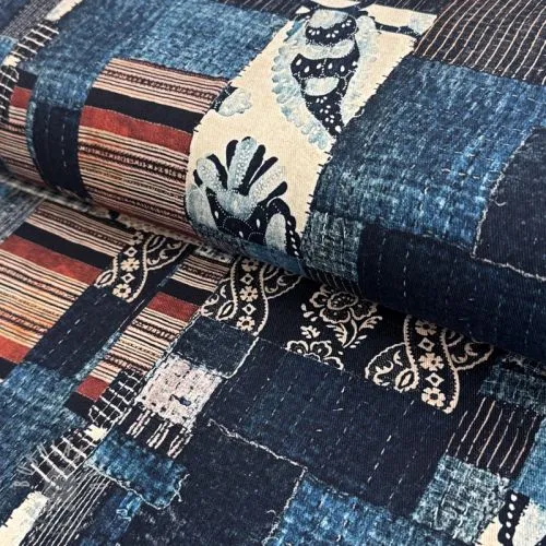Bavlněná látka TWILL DENIM Mix print design B