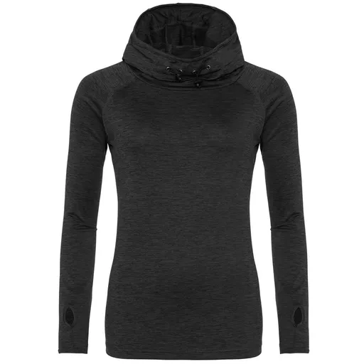 Just Cool Dámská mikina s vysokým límcem s kapucí Cool - Černý melír | S