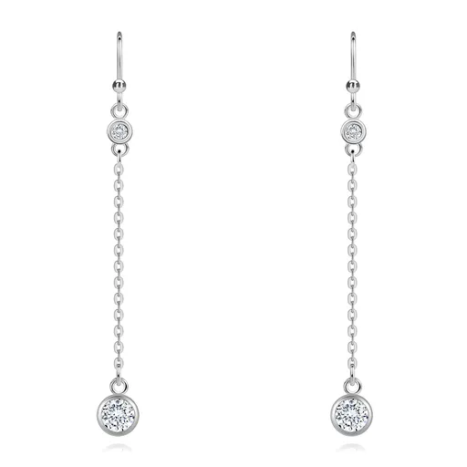 Náušnice ze stříbra 925 - kulaté zirkony spojené řetízkem, afro háček