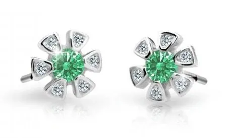 Cutie Jewellery Dětské náušnice z bílého zlata C2156-30-X-2 zelená