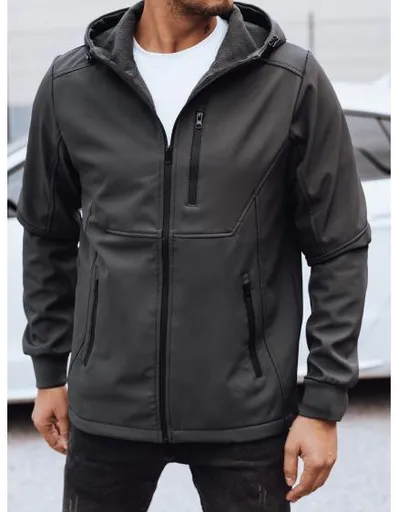 Pánská přechodná softshellová bunda s kapucí LOTA tmavě šedá