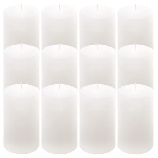Bílá parafínová svíčka rustikální 11,5 cm, 40 h, sada 12 ks