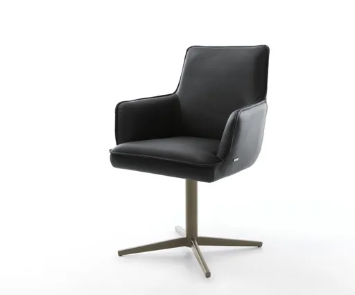 Jídelní židle Heira-Flex s područkami pravá kůže černá podnož