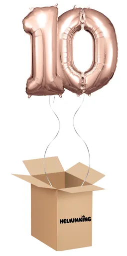 HeliumKing Balónový box - Narozeninové číslo 10 ružovo-zlatý 86 cm