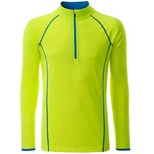 James & Nicholson (Daiber) Pánské funkční tričko s dlouhým rukávem JN498 - Jasně žlutá / jasně modrá | 2XL