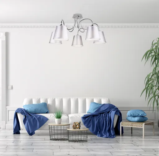 Chromová stropní lampa 5x40W s látkovým stínidlem Luk