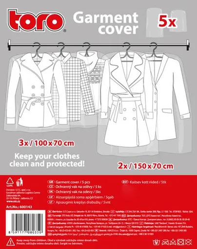TORO Ochranný vak na oděv, 5 ks