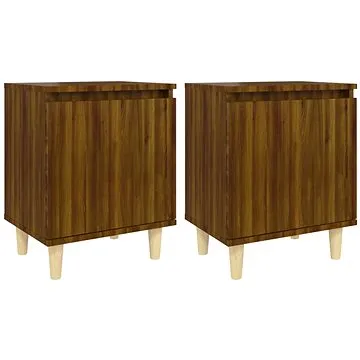 SHUMEE Noční stolky masivní dřevěné nohy 2 ks hnědý dub 40 × 30 × 50 cm, 813115 (813115)