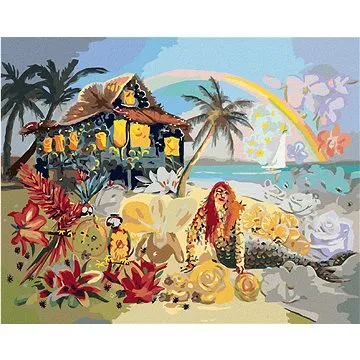 Zuty - Malování podle čísel - MOŘSKÁ VÍLA NA PLÁŽI (D. RUSTY RUST), 80x100 cm, vypnuté plátno na rám (HRAmmb02661nad)