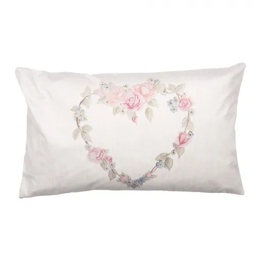 Béžový povlak na polštář se srdcem z růží Rose Heart - 30*50 cm SLF36