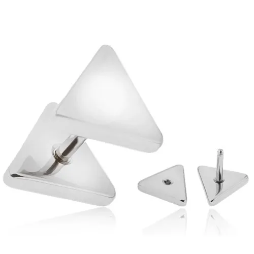 Fake plug do ucha z chirurgické oceli, stříbrná barva, trojúhelníky
