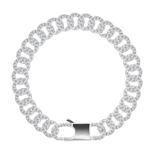 Stříbrný náramek 925 - zkosená široká očka zdobená čirými zirkony