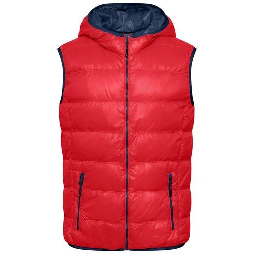James & Nicholson (Daiber) Lehká pánská péřová vesta JN1062 - Červená / tmavě modrá | 3XL