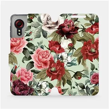 Flipové pouzdro na mobil Samsung Galaxy Xcover 5 - MD06P Růže a květy na světle zeleném pozadí (5903516674480)