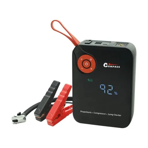 Startovací zdroj s kompresorem, powerbankou a svítilnou (7200mAh, 600A)