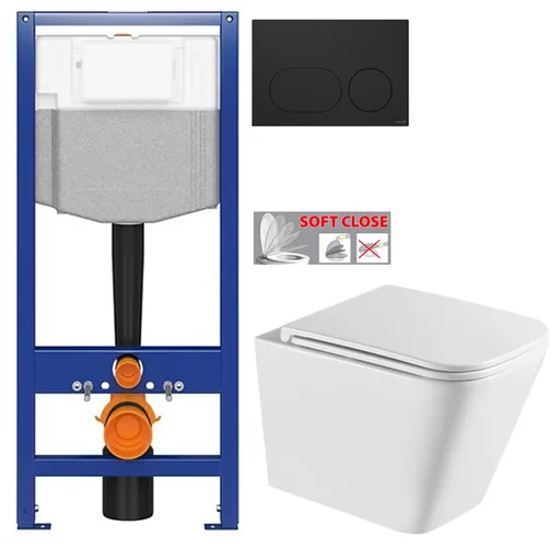 CERSANIT předstěnový instalační systém s černým tlačítkem K97-0637 + WC INVENA FLORINA WITH SOFT, včetně soft/close sedátka K97-526 0637 FL1