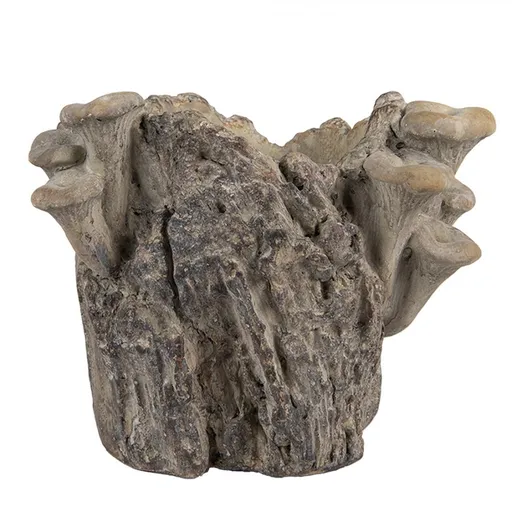 Hnědý cementový květináč kmen stromu s houbami Botanic S - 19*17*16 cm Clayre & Eef