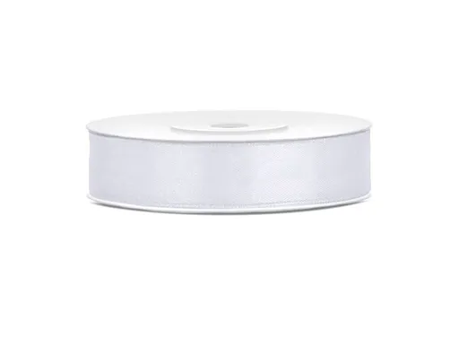 PartyDeco Saténová stuha - bílá 12 mm / 25 m