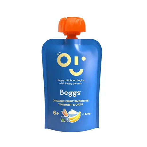 Beggs BIO Kapsička smoothie s ovocem, jogurt a ovesné vločky 6m+ 120 g