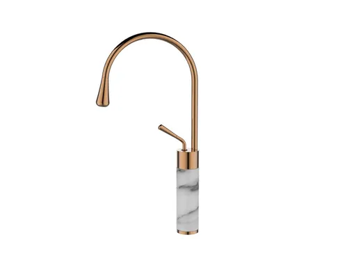 INVENA Vysoká umyvadlová baterie GABRO, bílá-měď BU-33-W18-V