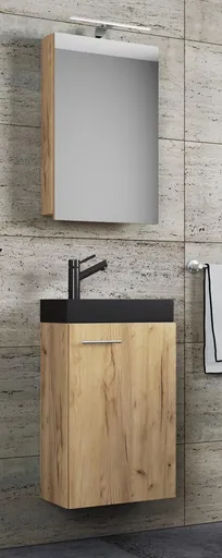 VCM 3dílné umyvadlo pro hosty Slito BL se zrcadlem, dub medový