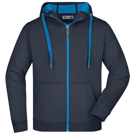 James & Nicholson (Daiber) Pánská dvoubarevná mikina JN355 - Tmavě modrá / aqua | XL